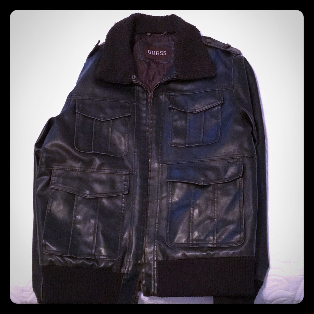 Guess faux leather bomber jacket. Large.